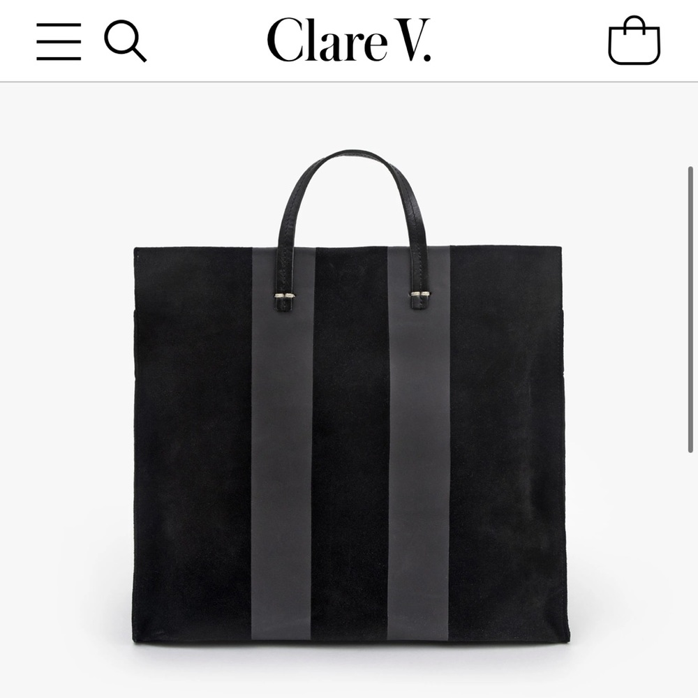 Clare V simple tote black with racing stripes
